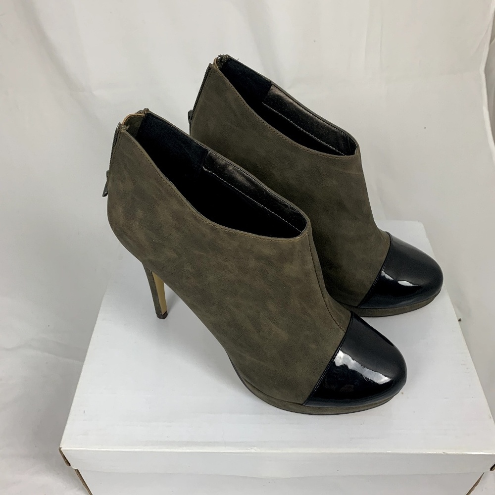 Miss A. Mosby Olive/Black/ Patent Leather Booties